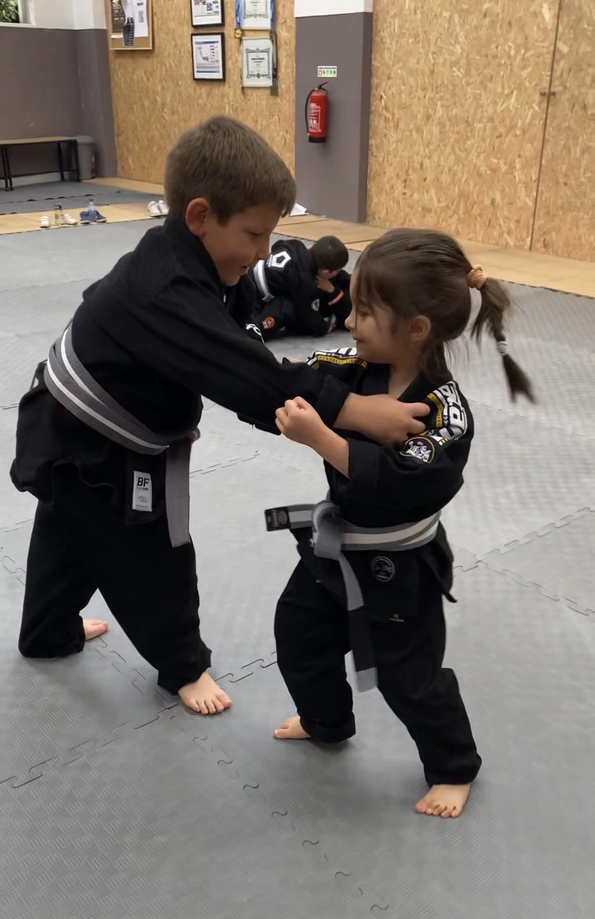 Aula infantil de Jiu-Jitsu na EBJJ Portugal